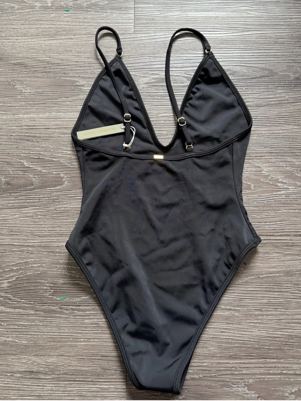 Minimalist Black Plunge One-Piece Swimsuit